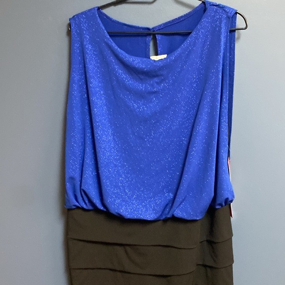 NWT ENFOCUS WOMAN SIZE 16 W COBALT BLUE GLITTER TOP BLACK SKIRT COCKTAIL DRESS - Picture 5 of 12